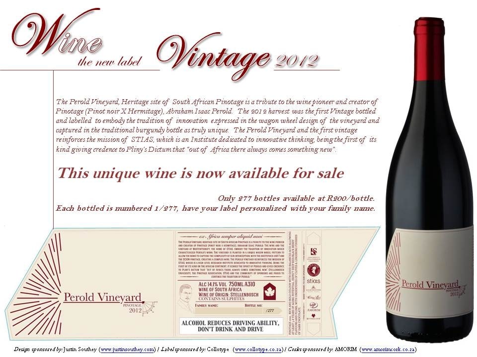 First vintage of the STIAS Perold Vineyard Pinotage released