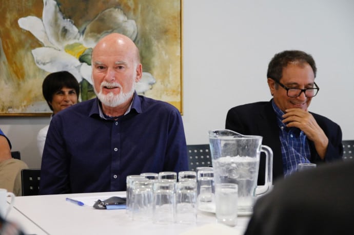 STIAS fellows Andrew MacNab (left) and Abdallah Daar (right), members of the DOHaD group, during their STIAS seminar