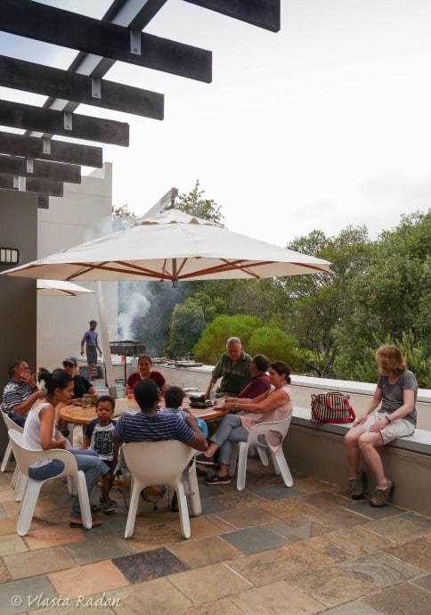 Relaxing at a well-earned wine tasting and braai after the hard work