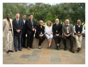 Participants in the STIAS–PWIAS Colloquium Many Voices One Song (left to right): Dr Arabat Kasangaki (Makerere University and STIAS Fellow), Prof Donald Stewart (Griffith University, Brisbane, Australia), Dr Shafik Dharamsi (University of British Columbia), Prof Albert Lee (Chinese University of Hong Kong), Prof Dianne Newell (Director: PWIAS), Faith Gagnon (UBC), Prof Andrew Macnab (UBC and STIAS Fellow), Prof Robert Woollard (UBC), Dr Vinay Kamat (UBC).