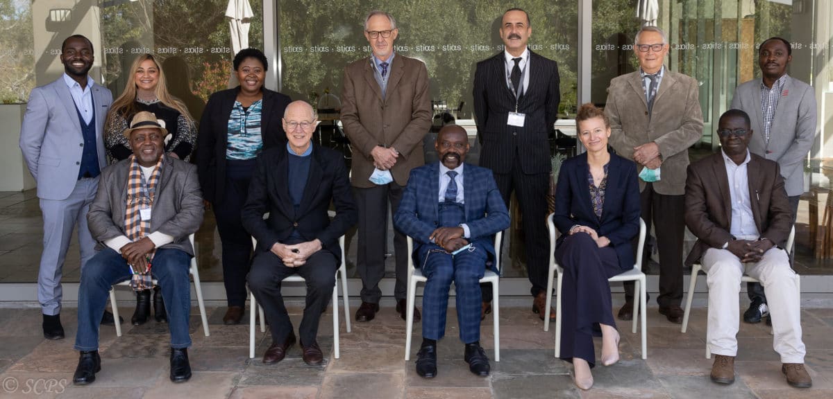 Back: Trésor Muhindo, Shehaam Johnstone, Michelle Maziwisa, Francois Venter, Jan Erk, Johann Groenewald, Lukman Abdulrauf. Front: Carlson Ayangwe, Nico Steytler, Charles Fombad, Stephanie Rothenberger, Edward Kirumira