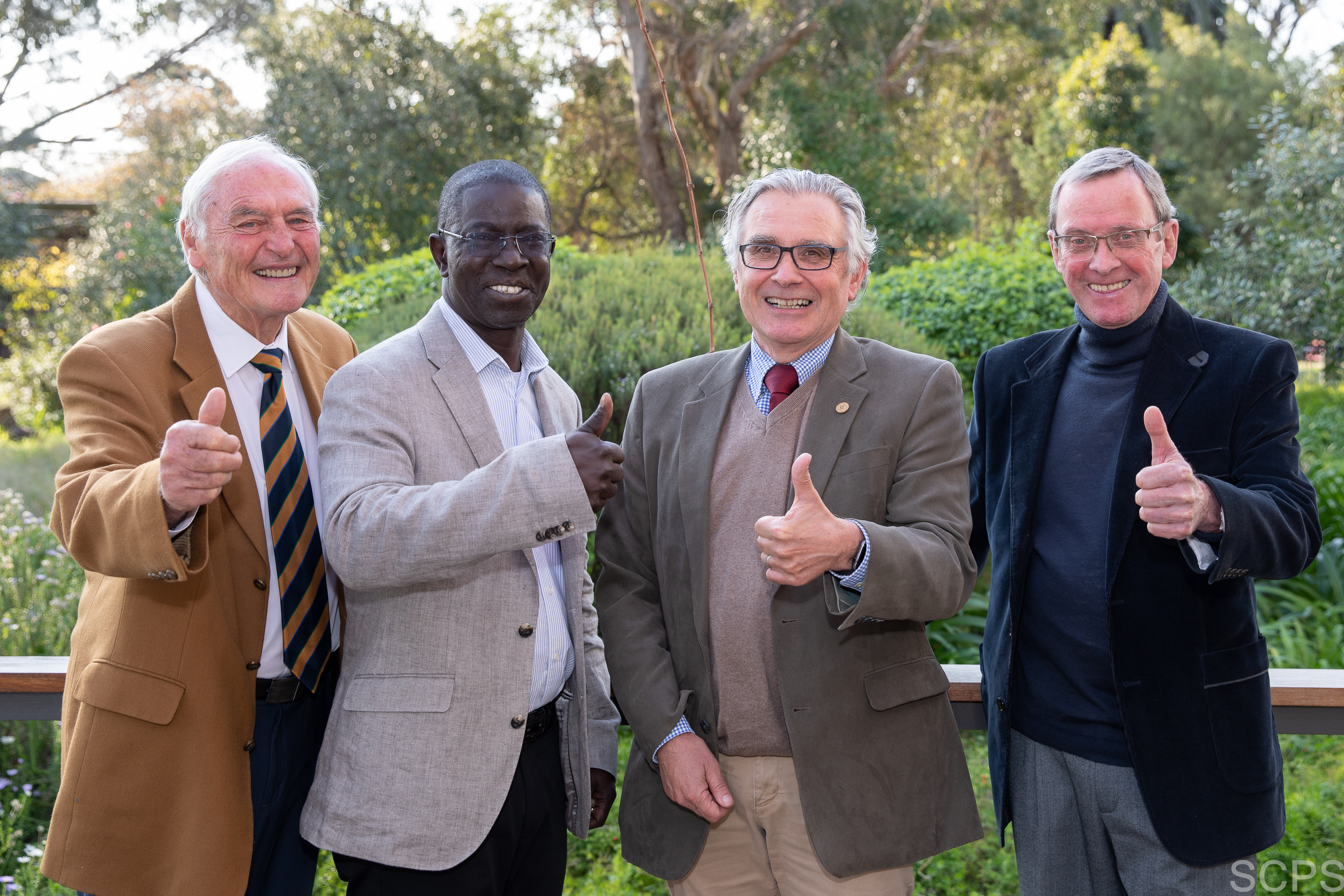 STIAS Founding Director Bernard Lategan, STIAS Director Edward K. Kirumira, Stellenbosch University Rector and Vice-Chancellor, Wim de Villiers and Chairperson of the STIAS Board of Directors, Desmond Smith at the Nobel in Africa Reveal and Soft Launch event this week.