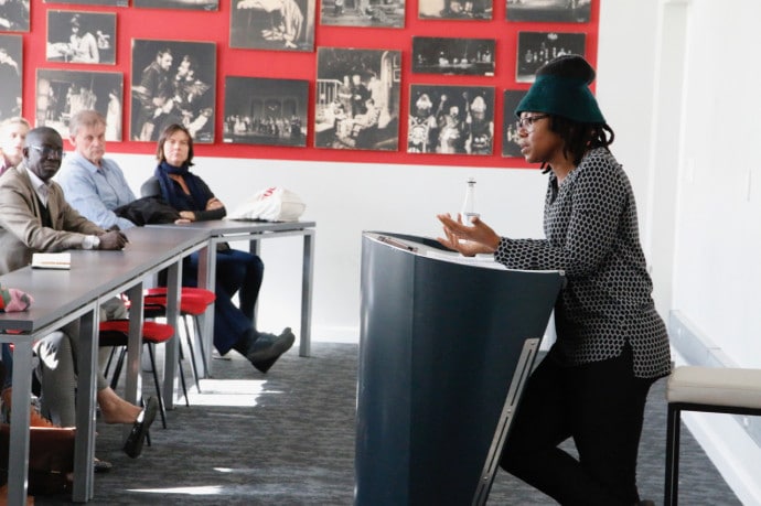STIAS Fellow NoViolet Bulawayo during her public lecture on 28 May 2019